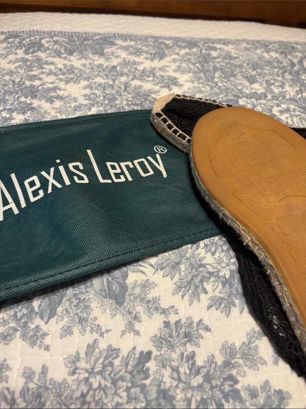 Black Lace Espadrille Flats with Jute Trim